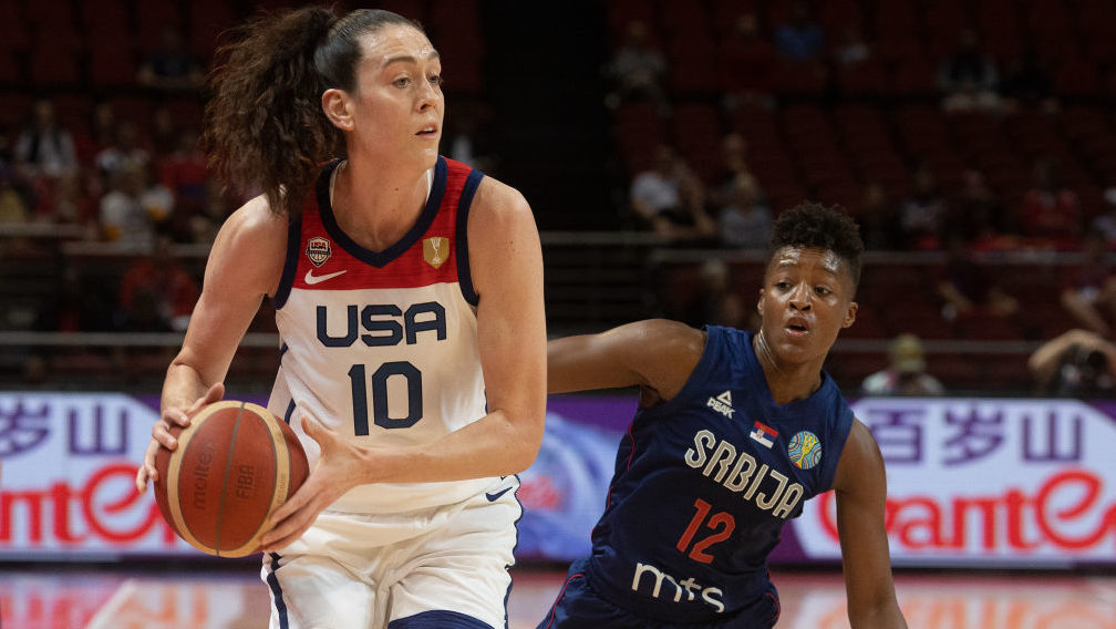 United States's Breanna Stewart looks for support during the 2022 FIBA Women's Basketball World Cup...