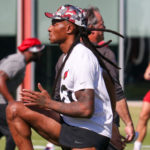 Arizona Cardinals WR DeAndre Hopkins works on the side during practice on Tuesday, Oct. 18, 2022, in Tempe. (Tyler Drake/Arizona Sports)