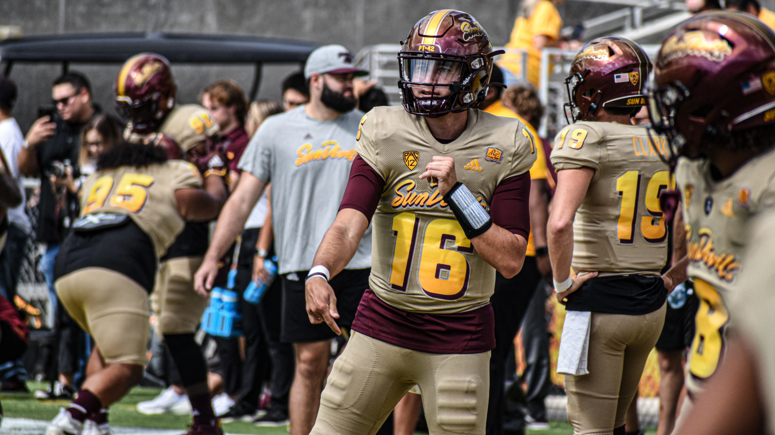 Arizona State quarterback Trenton Bourguet warms up prior to a 45-38 upset win over then-No. 21 Was...