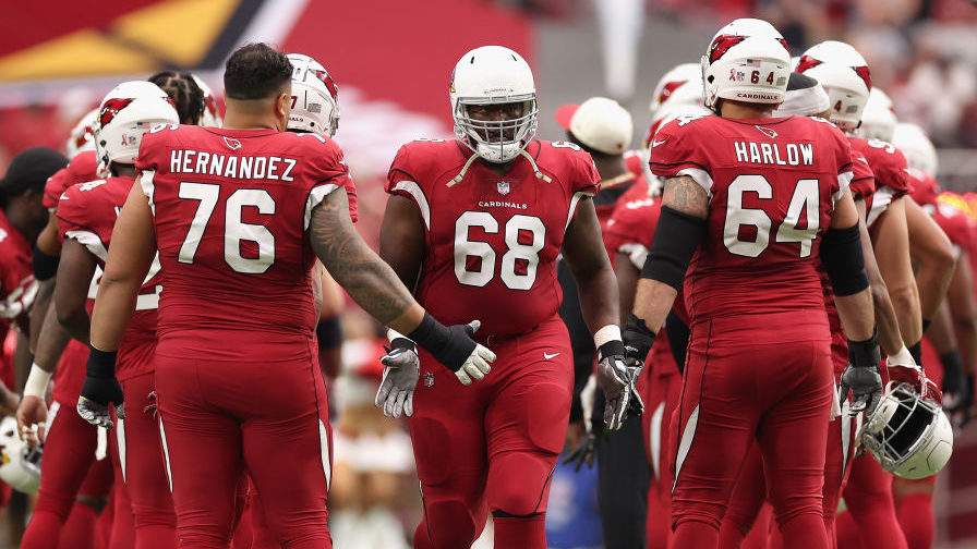 Offensive tackle Kelvin Beachum #68 of the Arizona Cardinals is introduced during the NFL game at S...
