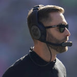 Arizona Cardinals head coach Kliff Kingsbury watches from the sideline during the second half of his team's NFL football game against the Seattle Seahawks in Seattle, Sunday, Oct. 16, 2022. (AP Photo/Abbie Parr)