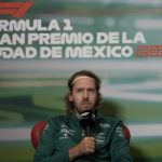Aston Martin driver Sebastian Vettel, of Germany, attends a news conference at the Formula One Mexico Grand Prix, at the Hermanos Rodriguez racetrack in Mexico City, Thursday, Oct. 27, 2022. (AP Photo/Moises Castillo)