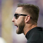 Arizona Cardinals head coach Kliff Kingsbury directs his team during the first half of an NFL football game against the Minnesota Vikings, Sunday, Oct. 30, 2022, in Minneapolis. (AP Photo/Abbie Parr)