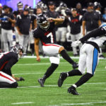 
              Atlanta Falcons place kicker Younghoe Koo (7) makes a 30-yard field goal during the second half of an NFL football game against the Carolina Panthers Sunday, Oct. 30, 2022, in Atlanta. (AP Photo/John Amis)
            