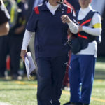 
              New England Patriots head coach Bill Belichick walks the sidelines during the second quarter of an NFL football game between the New York Jets and the New England Patriots, Sunday, Oct. 30, 2022, in New York. (AP Photo/John Minchillo)
            