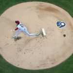 Arizona Diamondbacks starting pitcher Tommy Henry throws during the first inning of a baseball game against the Milwaukee Brewers Monday, Oct. 3, 2022, in Milwaukee. (AP Photo/Morry Gash)