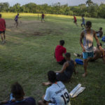 
              Locals play soccer on an old baseball field in the Santa Fe municipality of Guanabacoa east of Havana, Cuba, Saturday, Oct. 15, 2022. The island's situation has prompted well-known Cuban soccer players to defect during regional tournaments, with several joining teams in the U.S. in the past two decades as talent drains from an island that FIFA currently ranks 167 out of 211 countries. (AP Photo/Ramon Espinosa)
            