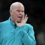 Charlotte Hornets head coach Steve Clifford shouts from the bench in the first half of a preseason NBA basketball game against the Boston Celtics, Sunday, Oct. 2, 2022, in Boston. (AP Photo/Steven Senne)