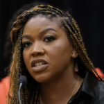 
              FILE - Cherelle Griner, wife of WNBA star Brittney Griner, speaks during a news conference in Chicago, July 8, 2022. (AP Photo/Nam Y. Huh, File)
            