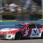
              Kyle Larson (5) competes during a NASCAR Cup Series auto race at Homestead-Miami Speedway, Sunday, Oct. 23, 2022, in Homestead, Fla. (AP Photo/Terry Renna)
            