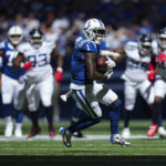 Indianapolis Colts wide receiver Parris Campbell runs after a catch against the Tennessee Titans in the first half of an NFL football game in Indianapolis, Fla., Sunday, Oct. 2, 2022. (AP Photo/AJ Mast)