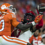 
              North Carolina State cornerback Aydan White (3) knocks the ball away from Clemson wide receiver Joseph Ngata (10) in the first half of an NCAA college football game, Saturday, Oct. 1, 2022, in Clemson, S.C. (AP Photo/Jacob Kupferman)
            