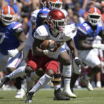 
              Eastern Washington running back Micah Smith, foreground, runs after catching a pass during the first half of an NCAA college football game against Florida, Sunday, Oct. 2, 2022, in Gainesville, Fla. (AP Photo/Phelan M. Ebenhack)
            