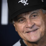 
              FILE - Chicago White Sox manager Tony La Russa  smiles before Game 2 of a baseball American League Division Series against the Houston Astros, Oct. 8, 2021, in Houston. La Russa has stepped down as manager of the White Sox because of a heart issue. The announcement Monday, Oct. 3, 2022, ends a disappointing two-year run in the same spot where the Hall of Famer got his first job as a big league skipper. (AP Photo/Eric Christian Smith, File)
            