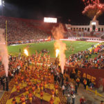 Members of Southern California run out prior to an NCAA college football game against Arizona State Saturday, Oct. 1, 2022, in Los Angeles. (AP Photo/Mark J. Terrill)