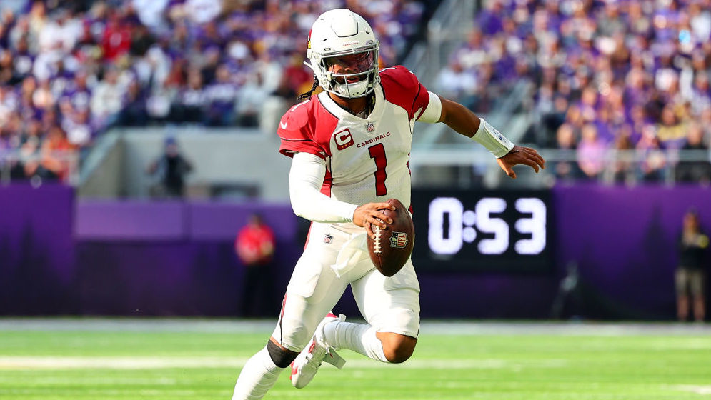 Kyler Murray #1 of the Arizona Cardinals runs with the ball during the first half against the Minne...
