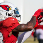 Arizona Cardinals WR Greg Dortch catches a pass during practice on Thursday, Nov. 10, 2022, in Tempe. (Tyler Drake/Arizona Sports)