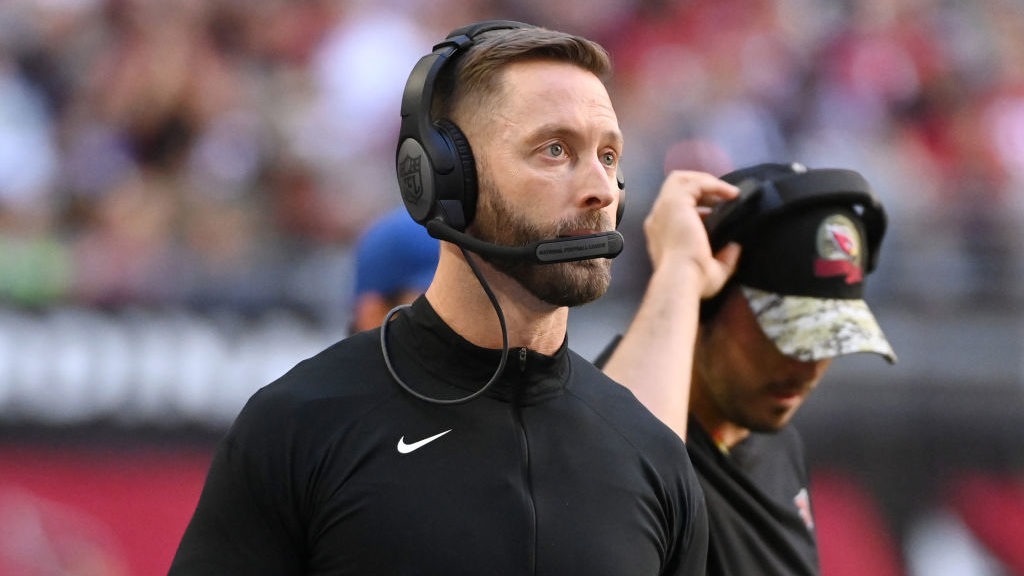 Head coach Kliff Kingsbury of the Arizona Cardinals looks on during the second quarter of the game ...