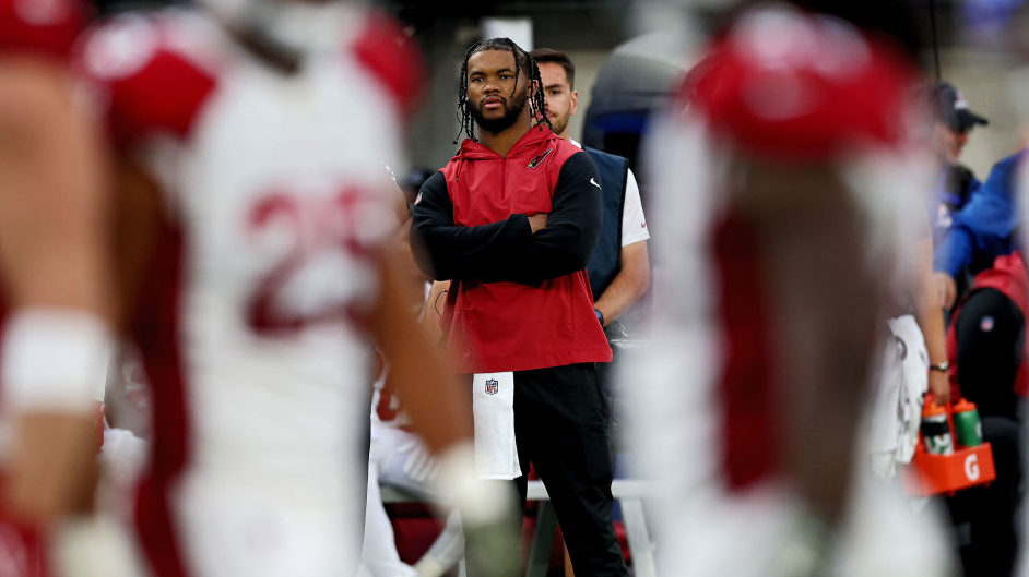 Kyler Murray #1 of the Arizona Cardinals looks on from the sidelines during the third quarter of th...