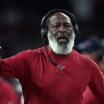 
              Houston Texans head coach Lovie Smith calls out from the sideline in the first half of an NFL football game against the Philadelphia Eagles in Houston, Thursday, Nov. 3, 2022. (AP Photo/Eric Christian Smith)
            