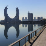 
              A view of Lusail Marina Corniche with the Crescent Tower Lusail, left, in the background in Lusail, Qatar, Thursday, Nov. 24, 2022. (AP Photo/Pavel Golovkin)
            