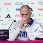 Head coach Gregg Berhalter of the United States attends a press conference on the eve of the group B World Cup soccer match between Iran and the United States in Doha, Qatar, Monday, Nov. 28, 2022. (AP Photo/Ashley Landis)