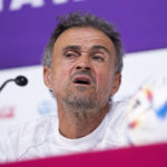 Spain's head coach Luis Enrique speaks to reporters during a news conference at Qatar University, in Doha, Qatar, Wednesday, Nov. 30, 2022. Spain will play its first final match in Group E in the World Cup against Japan on Dec. 1. (AP Photo/Julio Cortez)
