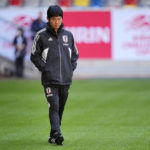 
              FILE - Head coach Hajime Moriyasu walks on the pitch during a training session of Japan's national soccer team in Duesseldorf, Germany, prior a friendly match against the USA, Thursday, Sept. 22, 2022. The World Cup in Qatar will have an unusually truncated build-up to the tournament. World Cups typically take place in June and July at the end of a traditional European soccer season and teams have about three weeks to prepare. (AP Photo/Martin Meissner, File)
            