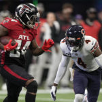 
              Atlanta Falcons running back Cordarrelle Patterson (84) runs against the Chicago Bears during the first half of an NFL football game, Sunday, Nov. 20, 2022, in Atlanta. (AP Photo/Brynn Anderson)
            
