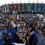 
              FILE -  Fans cheer before an NFL football game between the Los Angeles Chargers and the Kansas City Chiefs, Monday, Nov. 18, 2019, in Mexico City. The NFL returns to Mexico City on Monday, Nov. 21, 2022, when Arizona Cardinals play the San Francisco 49ers. (AP Photo/Rebecca Blackwell, File)
            