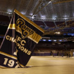 
              FILE - Championship banners are removed from the ceiling of the Edward Jones Dome in St. Louis, former home of the St. Louis Rams football team, Jan. 14, 2016. Representatives of St. Louis, St. Louis County and the authority that owns The Dome at America’s Center have reached a tentative agreement dividing up the $519 million remaining in settlement money from the lawsuit over the NFL Rams’ relocation. (AP Photo/Jeff Roberson, File)
            