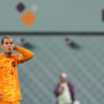 Virgil van Dijk of the Netherlands looks on at the end of the World Cup group A soccer match between Netherlands and Ecuador, at the Khalifa International Stadium in Doha, Qatar, Friday, Nov. 25, 2022. (AP Photo/Themba Hadebe)