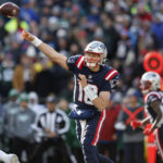 
              New England Patriots quarterback Mac Jones (10) throws a pass during the first half of an NFL football game against the New York Jets, Sunday, Nov. 20, 2022, in Foxborough, Mass. (AP Photo/Michael Dwyer)
            