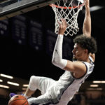
              Kansas State forward Ismael Massoud dunks the ball during the second half of an NCAA college basketball game against Texas-Rio Grande Valley Monday, Nov. 7, 2022, in Manhattan, Kan. (AP Photo/Charlie Riedel)
            