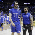 
              FIEL - Kentucky's Isaac Humphries (15) leaves the court after Kentucky lost to North Carolina 75-73 in the South Regional final game in the NCAA college basketball tournament on March 26, 2017, in Memphis, Tenn. Melbourne United starting center Isaac Humphries has announced that he is gay and said he hopes his decision to publicly announce his sexuality will lead to more professional sportsmen doing the same. (AP Photo/Mark Humphrey, File)
            
