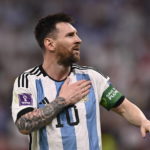 
              Argentina's Lionel Messi celebrates after scoring his side's opening goal during the World Cup group C soccer match between Argentina and Mexico, at the Lusail Stadium in Lusail, Qatar, Saturday, Nov. 26, 2022. (Fabio Ferrari/LaPresse via AP)
            