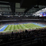
              Interior of Ford Field during the first half of an NFL football game between the Buffalo Bills and the Cleveland Browns, Sunday, Nov. 20, 2022, in Detroit. (AP Photo/Carlos Osorio)
            