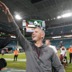 
              Florida State head coach Mike Norvell waves to fans after an NCAA college football game against Miami, Saturday, Nov. 5, 2022, in Miami Gardens, Fla. Florida State won 45-3. (AP Photo/Lynne Sladky)
            