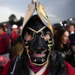 A San Francisco 49ers fan looks on before an NFL football game between the Arizona Cardinals and the San Francisco 49ers Monday, Nov. 21, 2022, in Mexico City. (AP Photo/Fernando Llano)