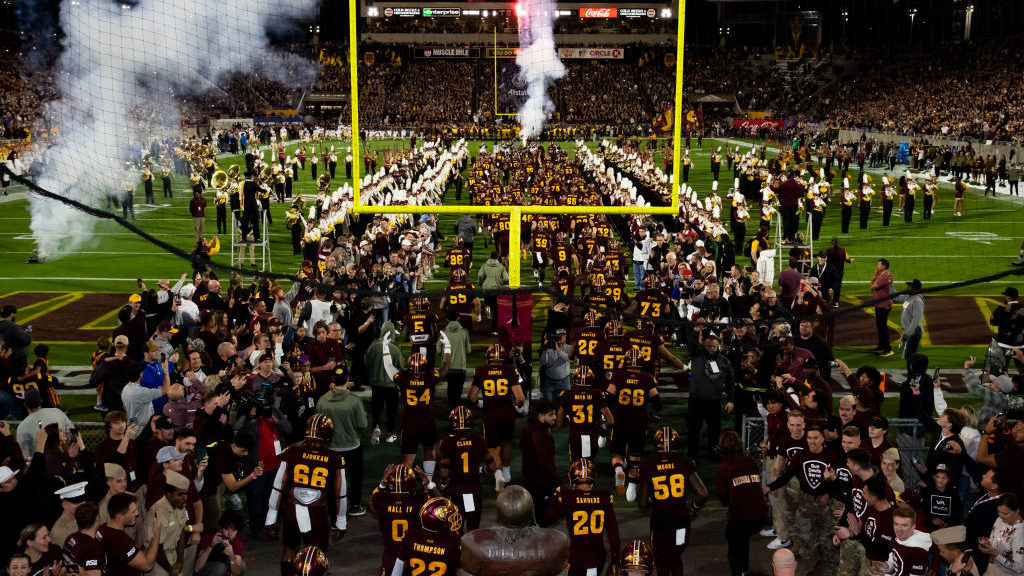 Arizona State enters into Sun Devil Stadium during a College Football game between the UCLA Bruins ...