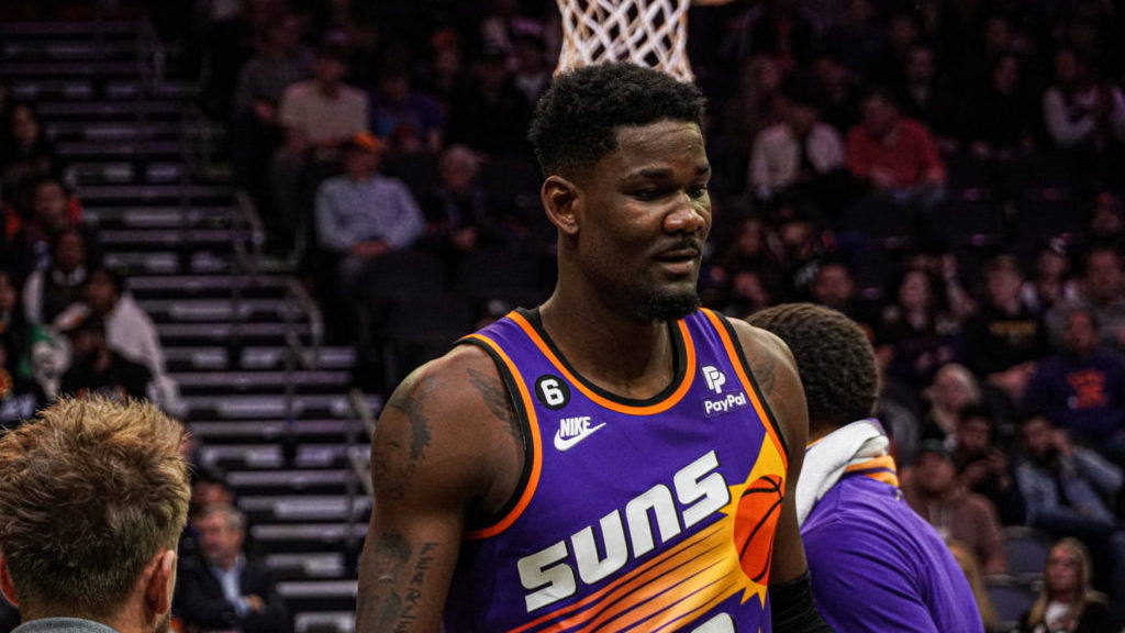 Phoenix Suns center Deandre Ayton plays against the Memphis Grizzlies in a 125-100 loss at Footprin...