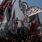 
              Flamengo soccer fans see their team off as it arrives by bus to the international airport to fly to Ecuador for the Copa Libertadores final, in Rio de Janeiro, Brazil, on Oct. 26, 2022. (AP Photo/Bruna Prado)
            