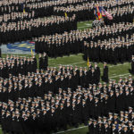 
              The Navy march-on takes place before the start of the Army Navy college football game at Lincoln Financial Field in Philadelphia on Saturday, Dec. 10, 2022. (Heather Khalifa/The Philadelphia Inquirer via AP)
            