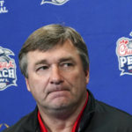 Georgia head coach Kirby Smarts answer questions during media day for the Peach Bowl NCAA college football game against Ohio State Thursday, Dec. 29, 2022, in Atlanta. (AP Photo/John Bazemore)