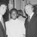 
              FILE - Soccer star Pele, center, poses with two other soccer greats: at left, Cosmos teammate and captain of the 1974 World Cup team from West Germany, Franz Beckenbauer, and Bobby Moore, captain of England's 1966 World Cup soccer team. The occasion was a dinner given for Pele, Sept. 27, 1977 in the Plaza Hotel in New York. (AP Photo/Richard Drew,file)
            