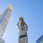 
              Dirk Nowitzki's statue is unveiled during the "All Four One" statue ceremony in front of the American Airlines Center in Dallas, Sunday, Dec. 25, 2022. (AP Photo/Emil T. Lippe)
            