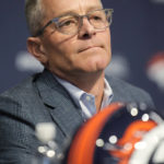 
              Denver Broncos chief executive officer Greg Penner responds to a question during a news conference about the firing of head coach Nathaniel Hackett Tuesday, Dec. 27, 2022, in Englewood, Colo. (AP Photo/David Zalubowski)
            