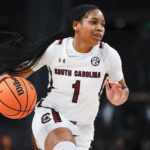 
              South Carolina guard Zia Cooke drives against Charleston Southern during the second half of an NCAA college basketball game in Columbia, S.C., Sunday, Dec. 18, 2022. South Carolina won 87-23. (AP Photo/Nell Redmond)
            