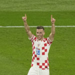 
              Croatia's Mislav Orsic celebrates after scoring his side's second goal during the World Cup third-place playoff soccer match between Croatia and Morocco at Khalifa International Stadium in Doha, Qatar, Saturday, Dec. 17, 2022. (AP Photo/Martin Meissner)
            