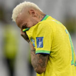 
              Brazil's Neymar reacts after the penalty shootout at the World Cup quarterfinal soccer match between Croatia and Brazil, at the Education City Stadium in Al Rayyan, Qatar, Friday, Dec. 9, 2022. (AP Photo/Martin Meissner)
            